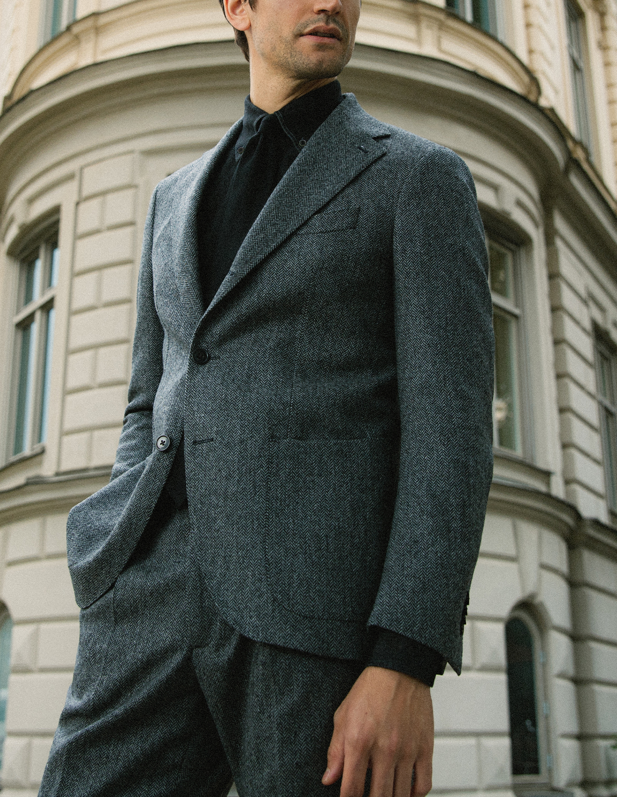 Firenze Blazer Moon Tweed Fiskben Grå