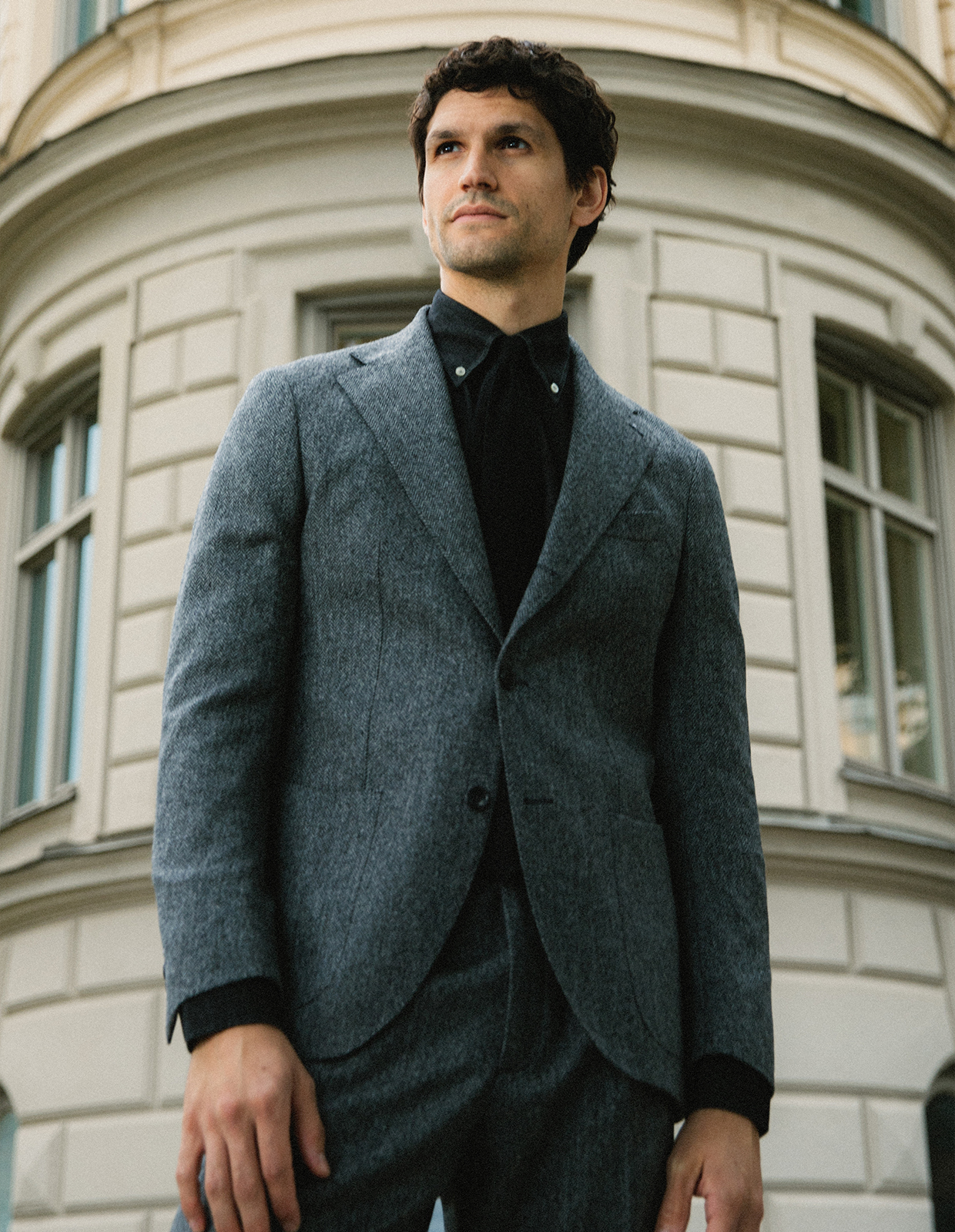 Firenze Blazer Tweed Grå Fiskben