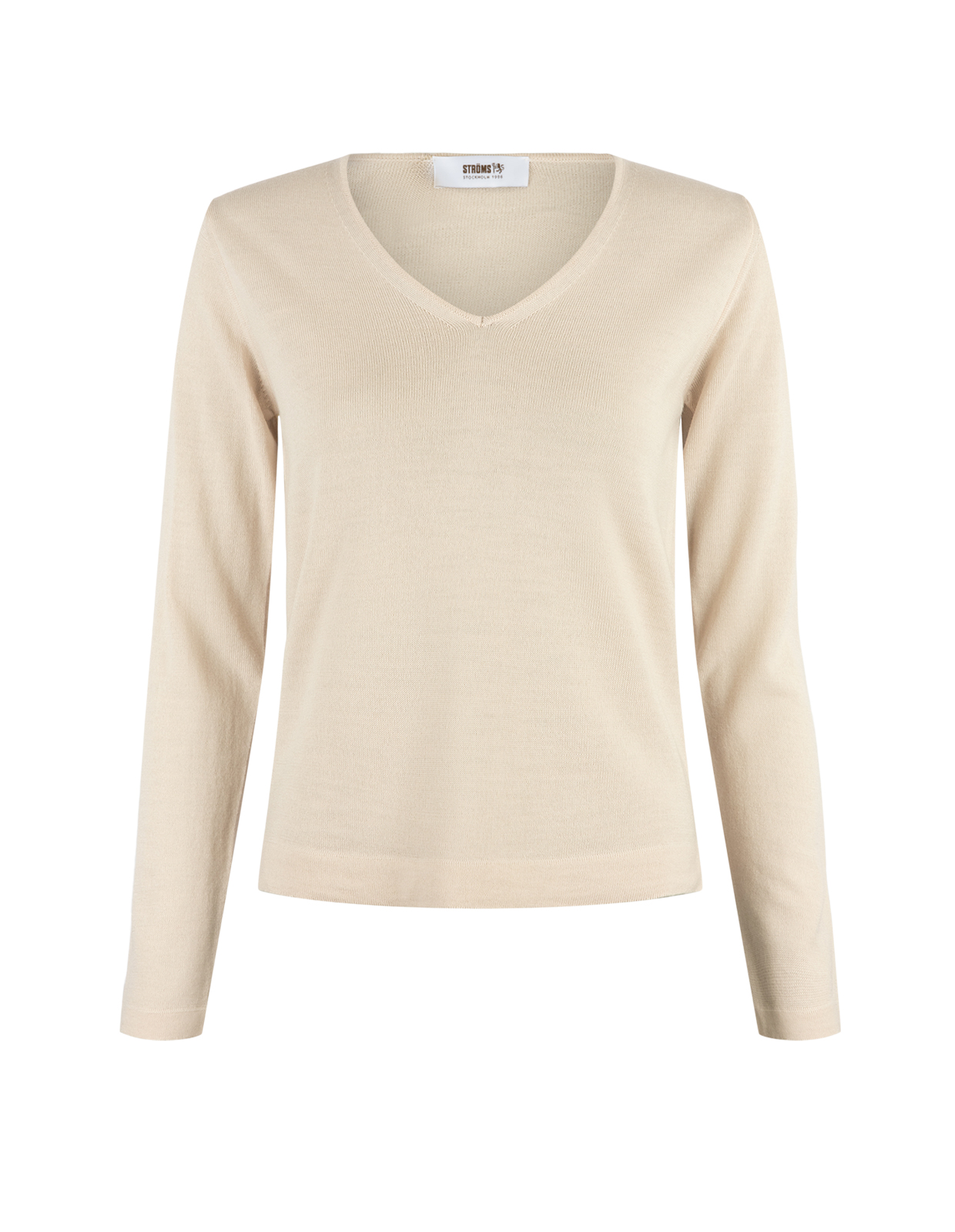 V-Hals Tröja Merinoull Beige