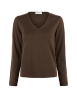 V-ringad Tröja Merinoull Brun