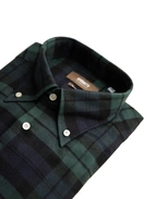 Slim Fit Button Down Skjorta Flanell Blackwatch Grön/Blå/Svart 42