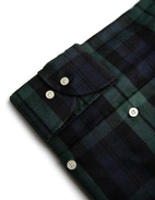 Slim Fit Button Down Skjorta Flanell Blackwatch Grön/Blå/Svart 42
