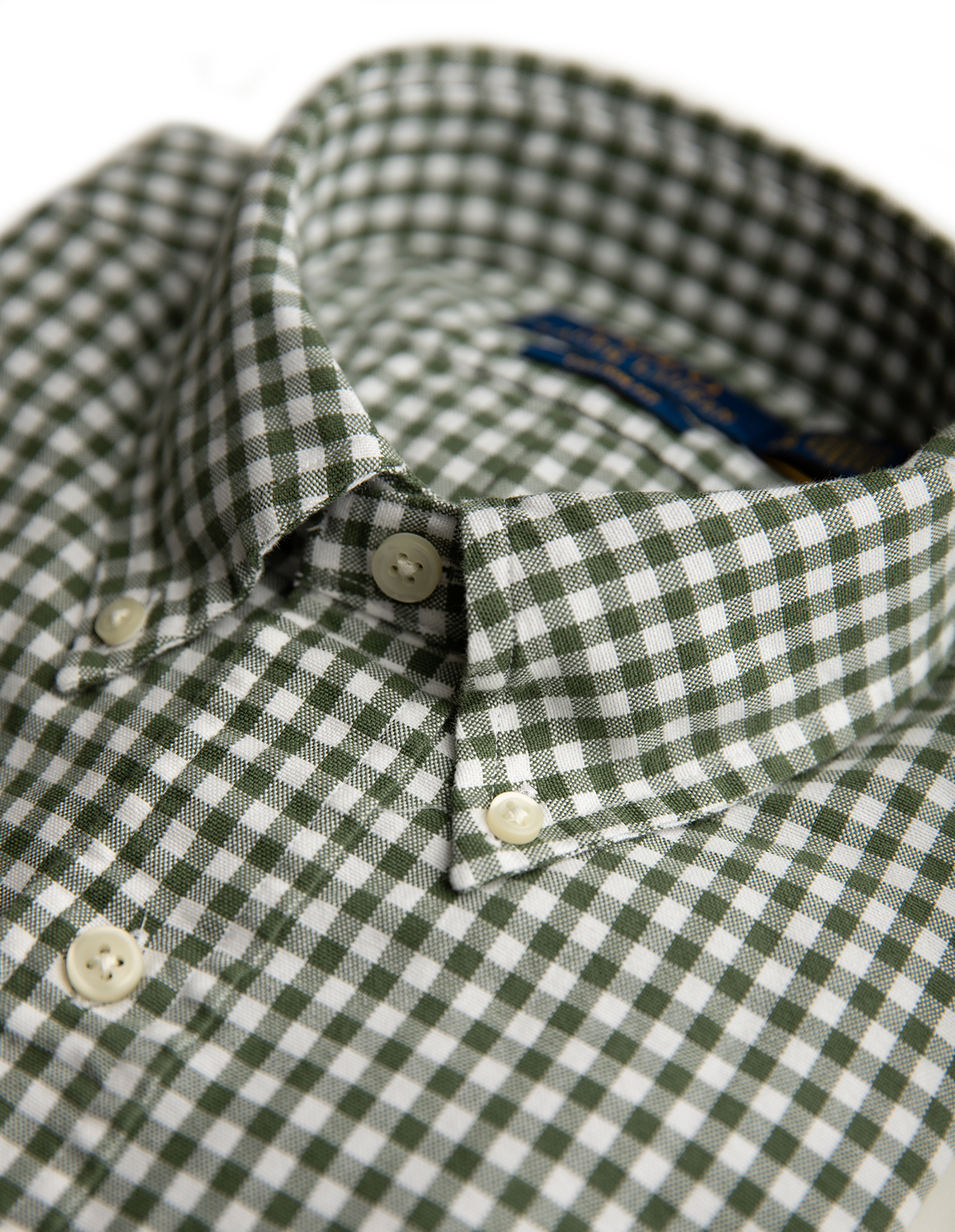 Custom Fit Gingham Oxford Skjorta Grön/Vit XXL