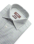 Regular Fit Extra Lång Ärm Skjorta Tattersall Vit/Grön/Blå XLÄ42