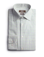 Regular Fit Extra Lång Ärm Skjorta Tattersall Vit/Grön/Blå XLÄ42