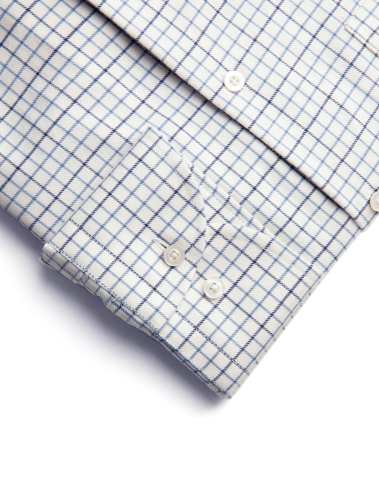 Regular Fit Extra Lång Ärm Skjorta Tattersall Vit/Blå