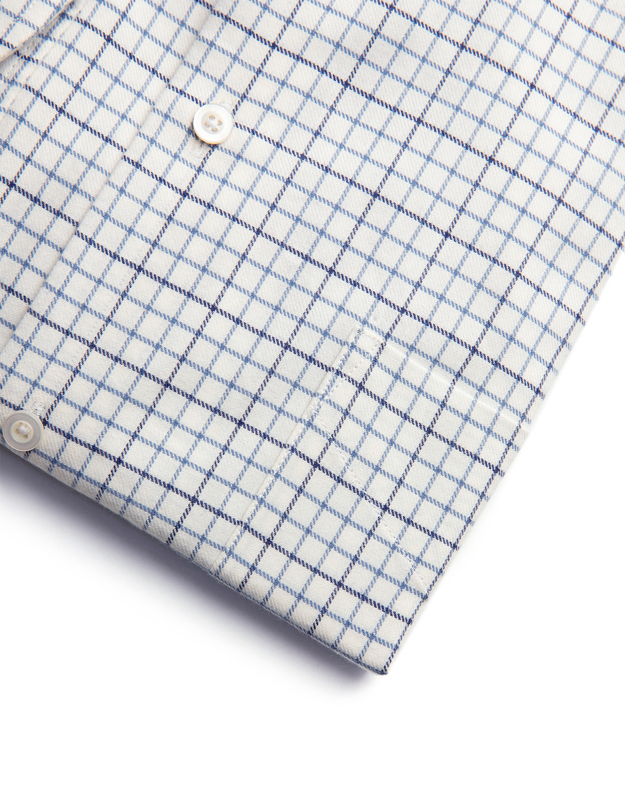 Regular Fit Extra Lång Ärm Skjorta Tattersall Vit/Blå