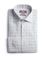 Regular Fit Extra Lång Ärm Skjorta Tattersall Vit/Blå