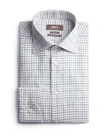 Regular Fit Extra Lång Ärm Skjorta Tattersall Vit/Blå