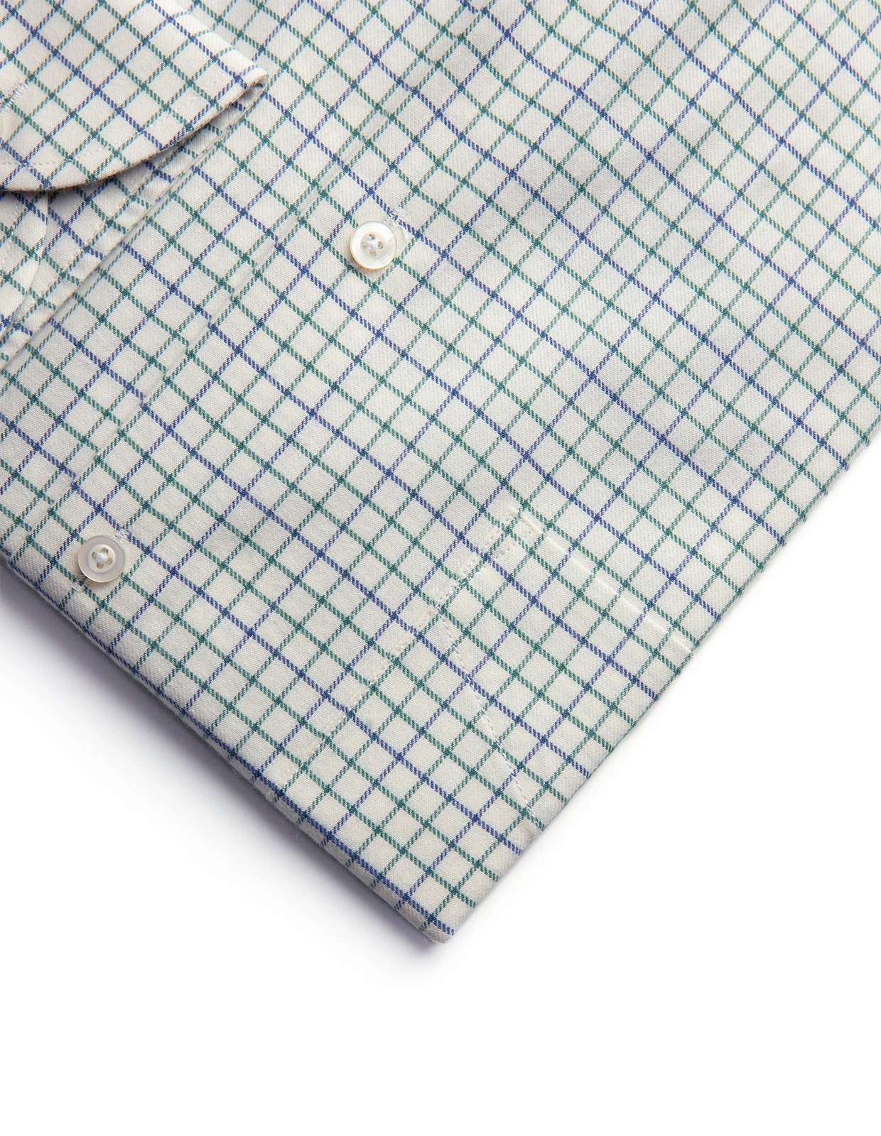 Slim Fit Extra Lång Ärm Skjorta Tattersall Vit/Grön/Blå XLÄ44