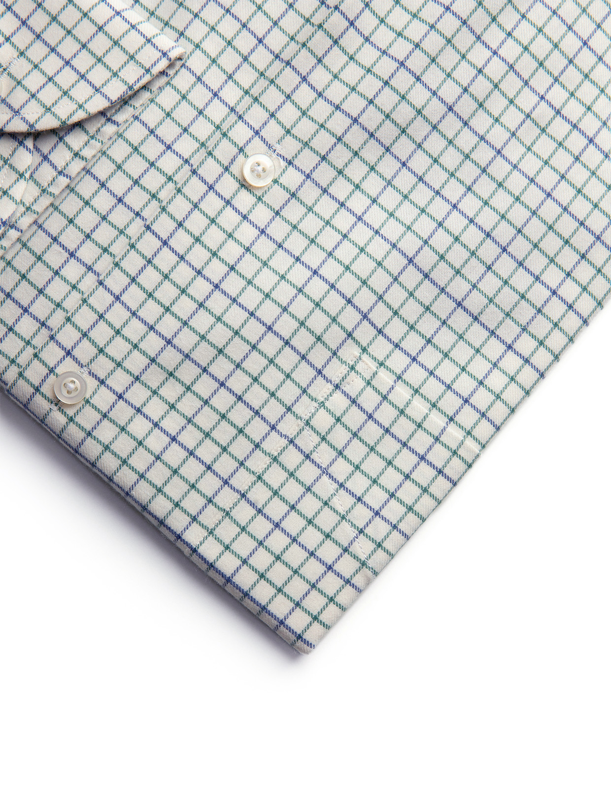 Slim Fit Extra Lång Ärm Skjorta Tattersall Vit/Grön/Blå XLÄ44