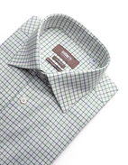 Slim Fit Extra Lång Ärm Skjorta Tattersall Vit/Grön/Blå XLÄ44