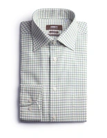 Slim Fit Extra Lång Ärm Skjorta Tattersall Vit/Grön/Blå XLÄ44