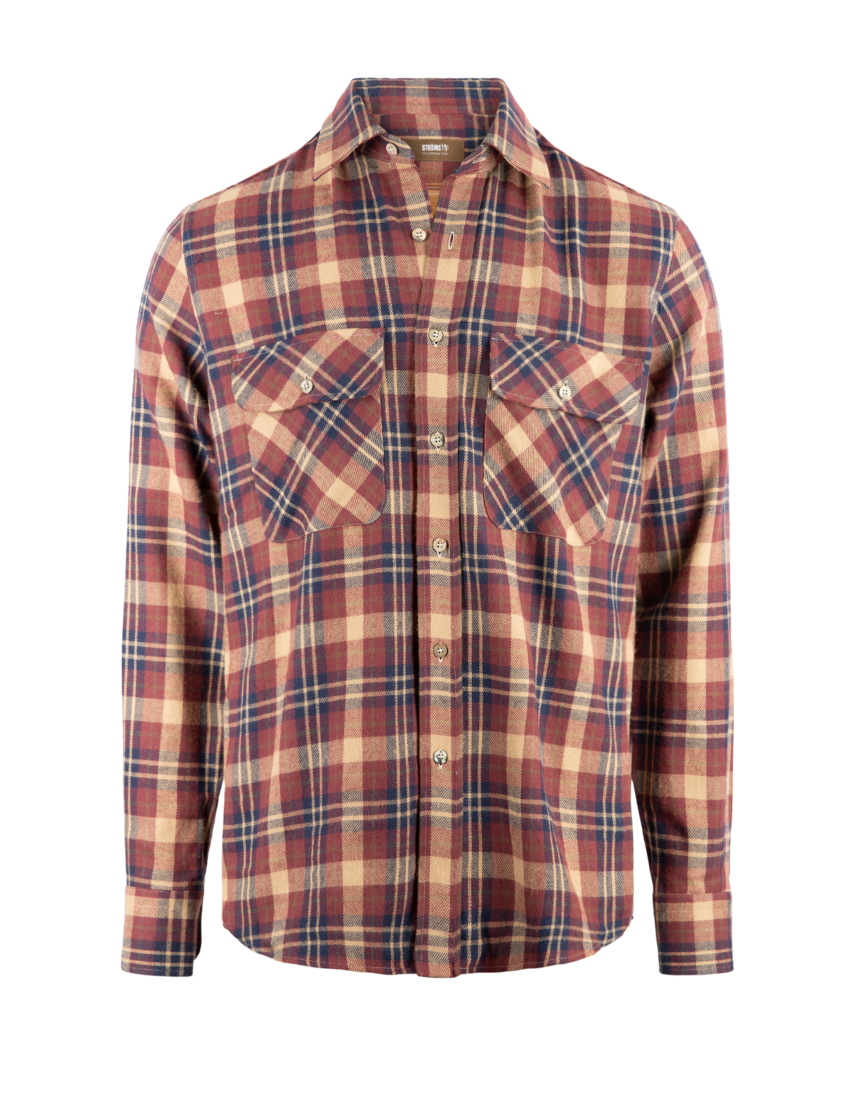 Casual Fit Bröstfickor Flanellskjorta Rutig Vinröd/Rost