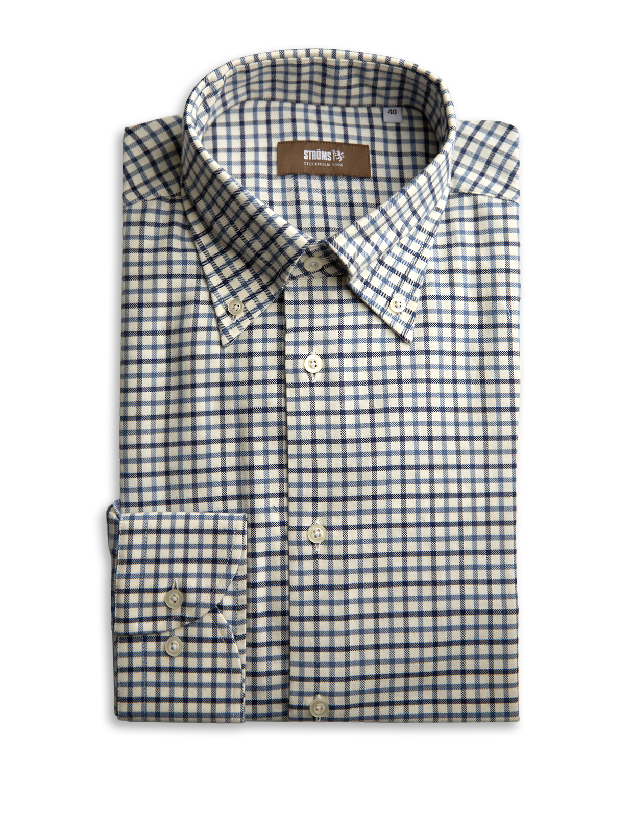 Slim Fit Skjorta Bomull Navy/Vit Rutig