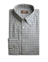 Slim Fit Skjorta Bomull Navy/Vit Rutig