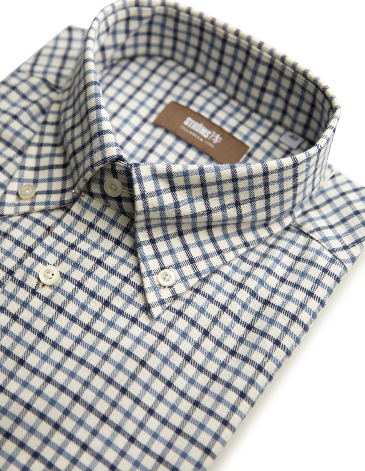 Slim Fit Skjorta Bomull Navy/Vit Rutig