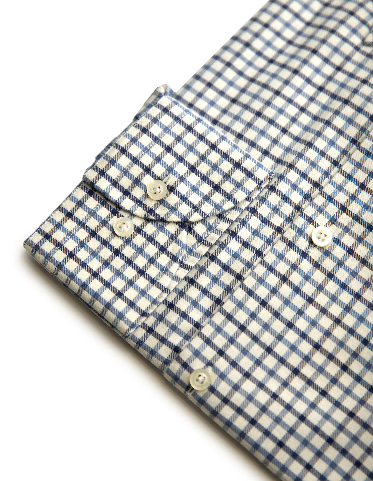 Slim Fit Skjorta Bomull Navy/Vit Rutig