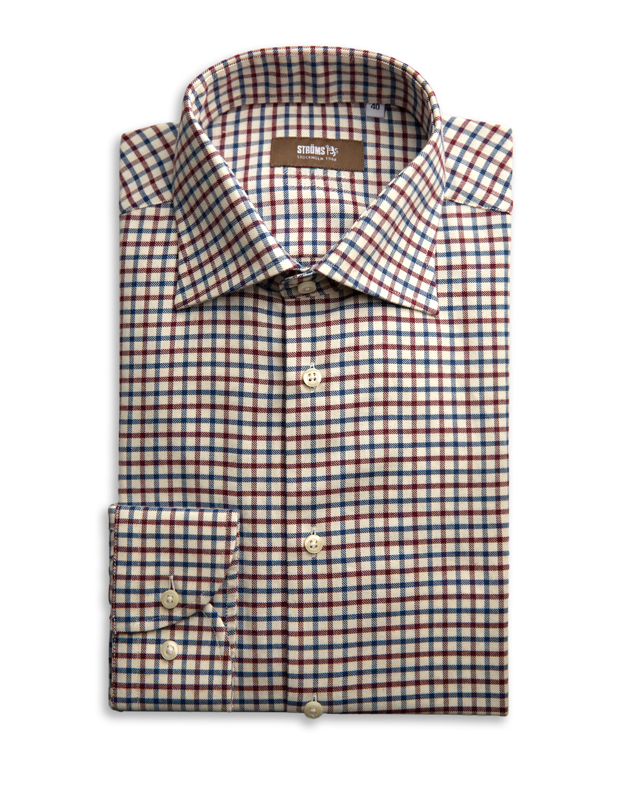 Slim Fit Skjorta Flanell Tattersall Röd/Blå/Vit