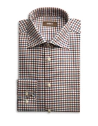 Slim Fit Skjorta Flanell Tattersall Röd/Blå/Vit