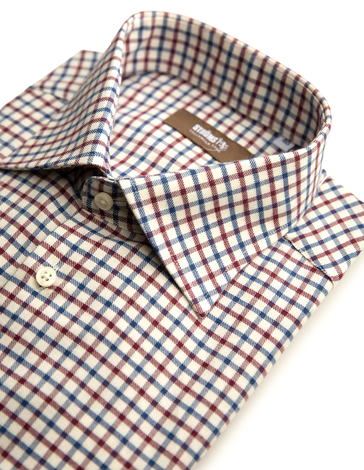 Slim Fit Skjorta Flanell Tattersall Röd/Blå/Vit