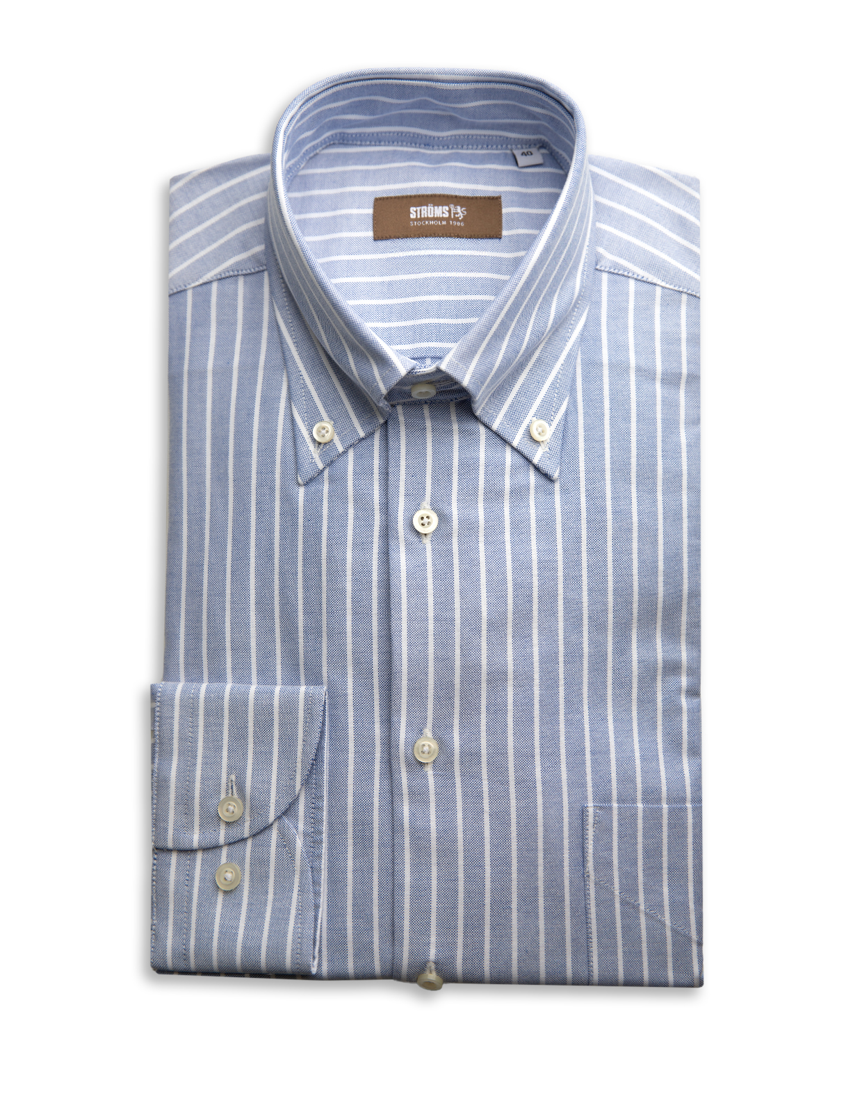 Regular Fit Button Down Skjorta Oxford Randig Blå/Vit