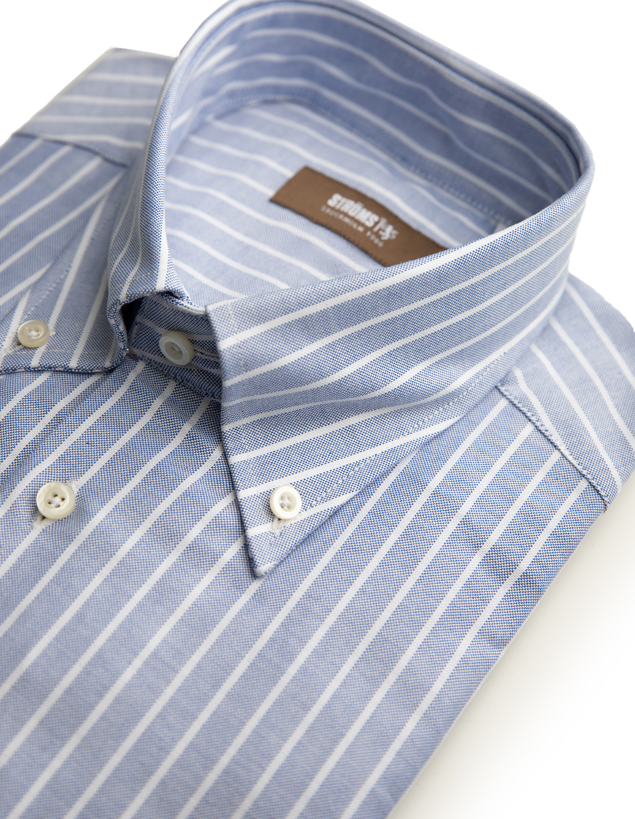 Regular Fit Button Down Skjorta Oxford Randig Blå/Vit