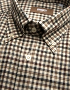 Regular Fit Skjorta Bomull Tattersall Brun/Blå/Beige
