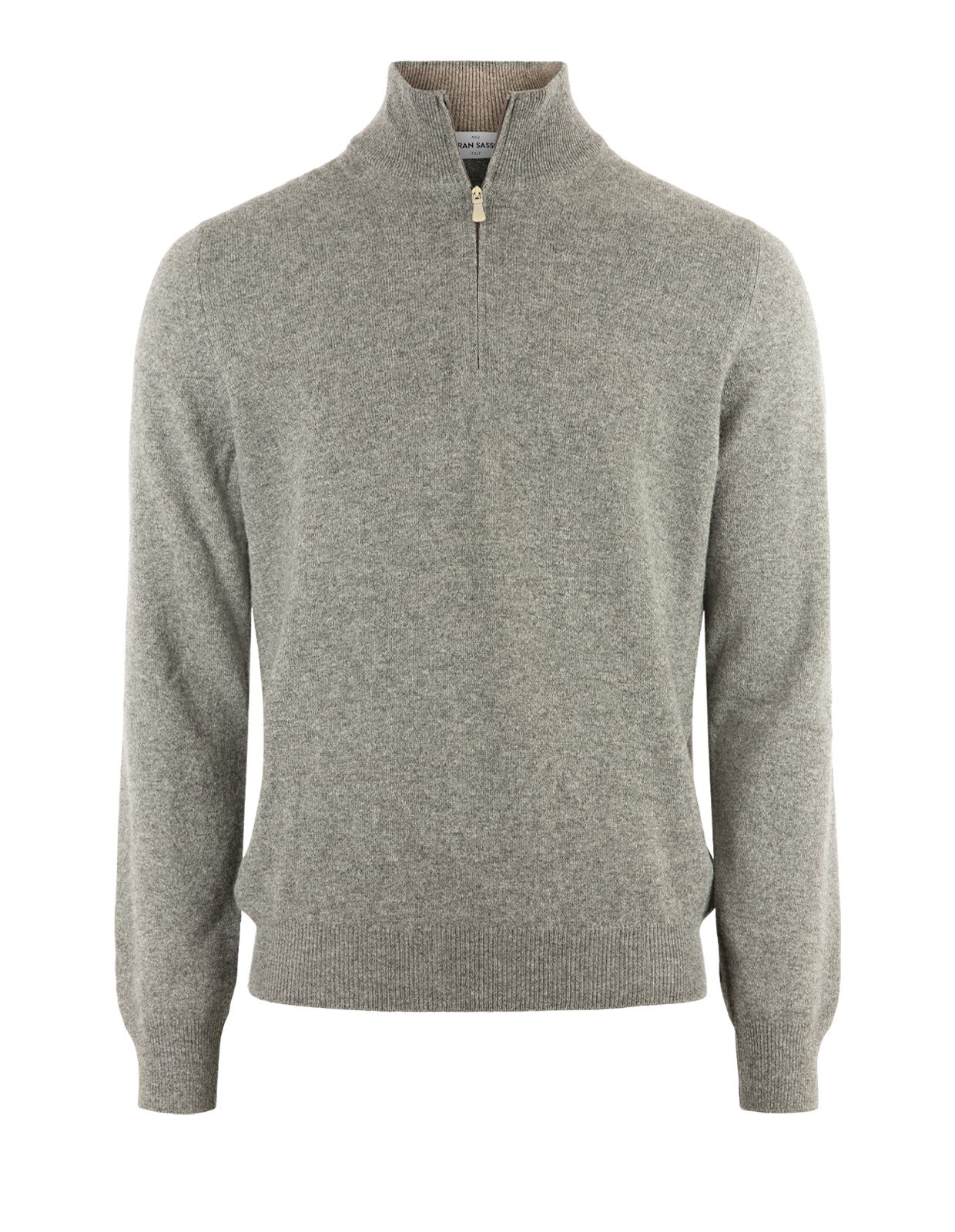 Tröja Zip Ull Cashmere Grå Melerad 56