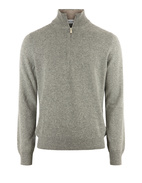 Tröja Zip Ull Cashmere Grå Melerad 56