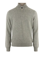 Tröja Zip Ull Cashmere Grå Melerad