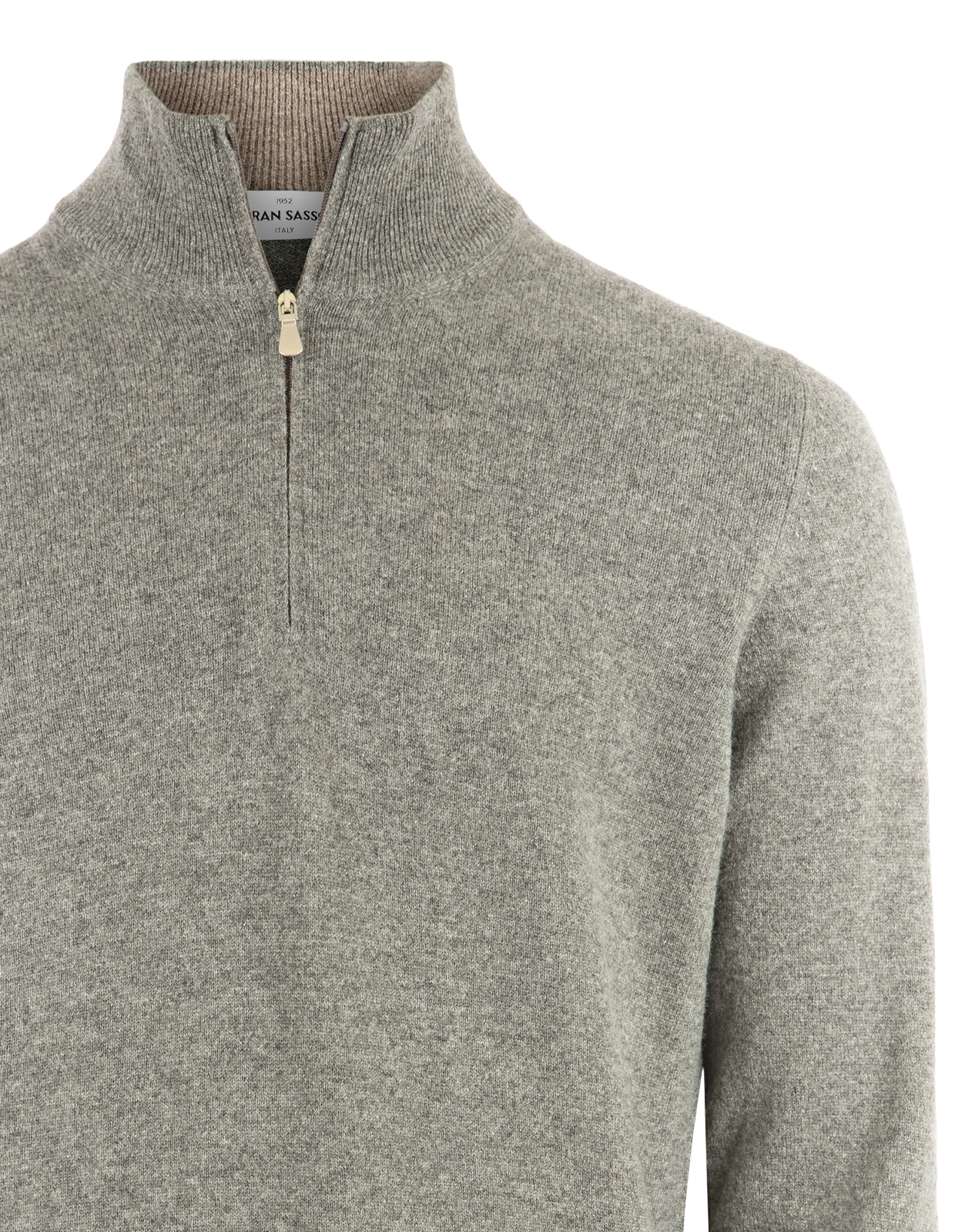 Tröja Zip Ull Cashmere Grå Melerad 56