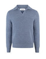 Tröja Öppen Skjortkrage Ull Ljusblå