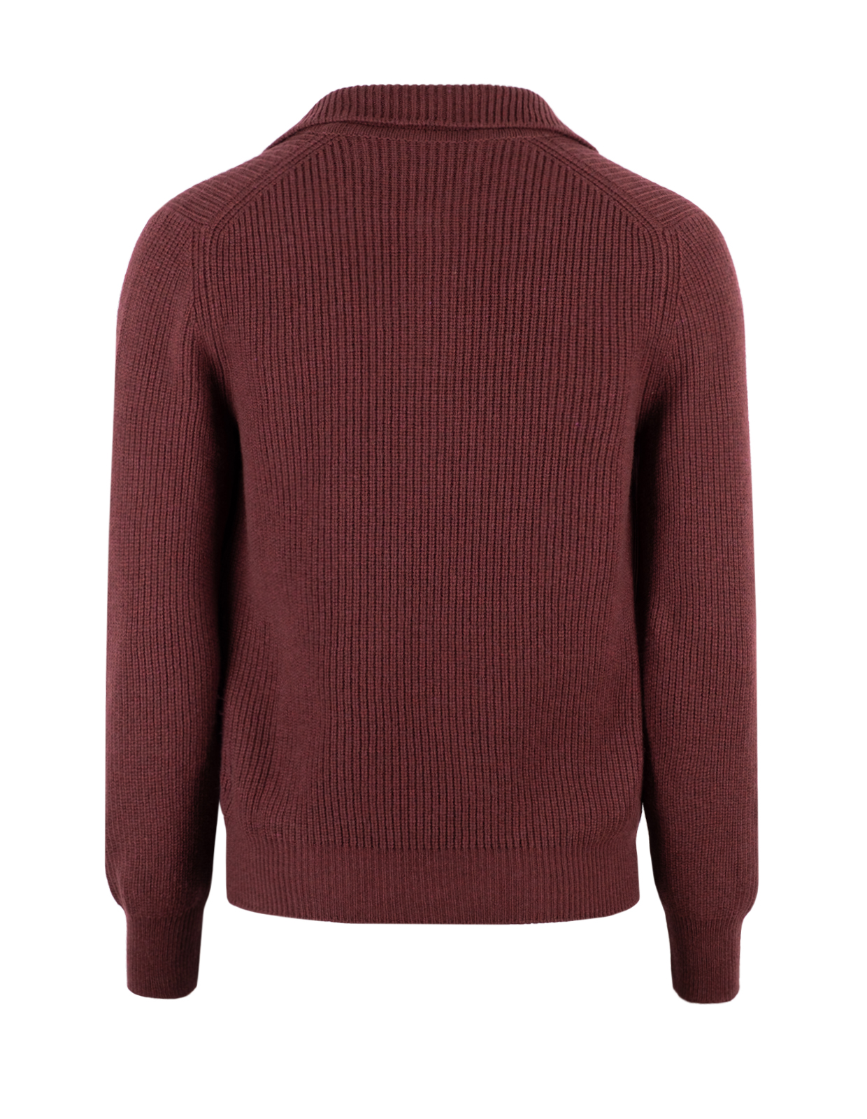 Tröja Öppen Skjortkrage Ull Vinröd