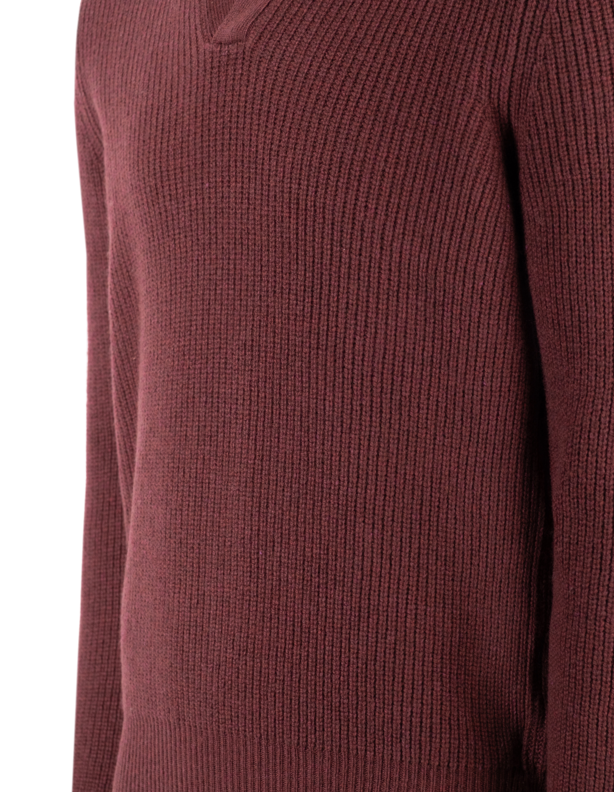 Tröja Öppen Skjortkrage Ull Vinröd