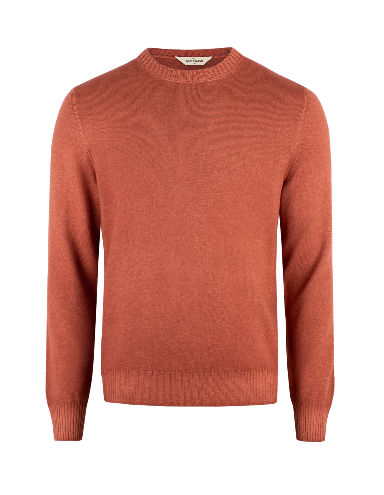 Tröja Rundhals Ull Cashmere Vintage Rostbrun