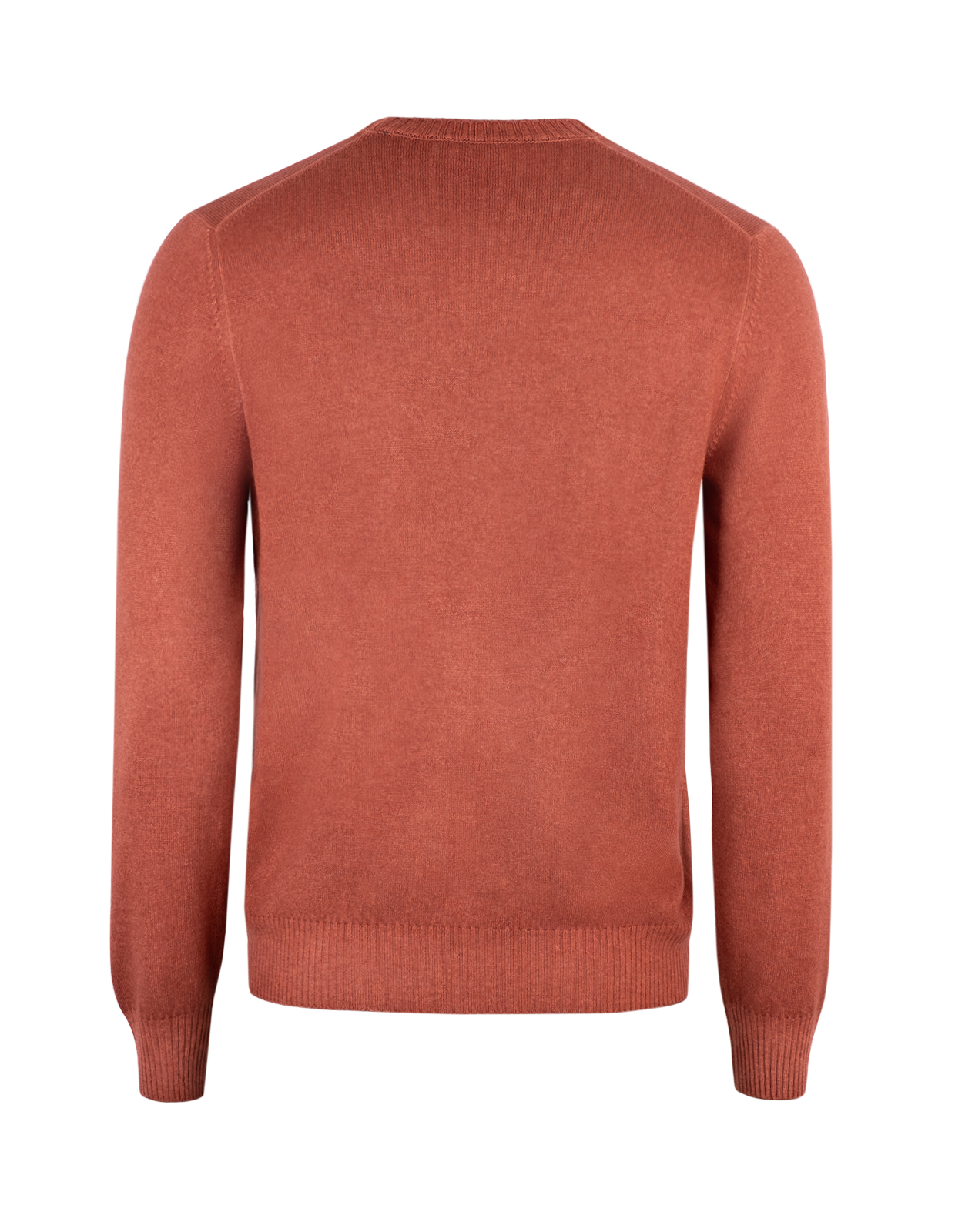Tröja Rundhals Ull Cashmere Vintage Rostbrun