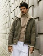 Pilot Shearling Jacka Vintage Grönbeige