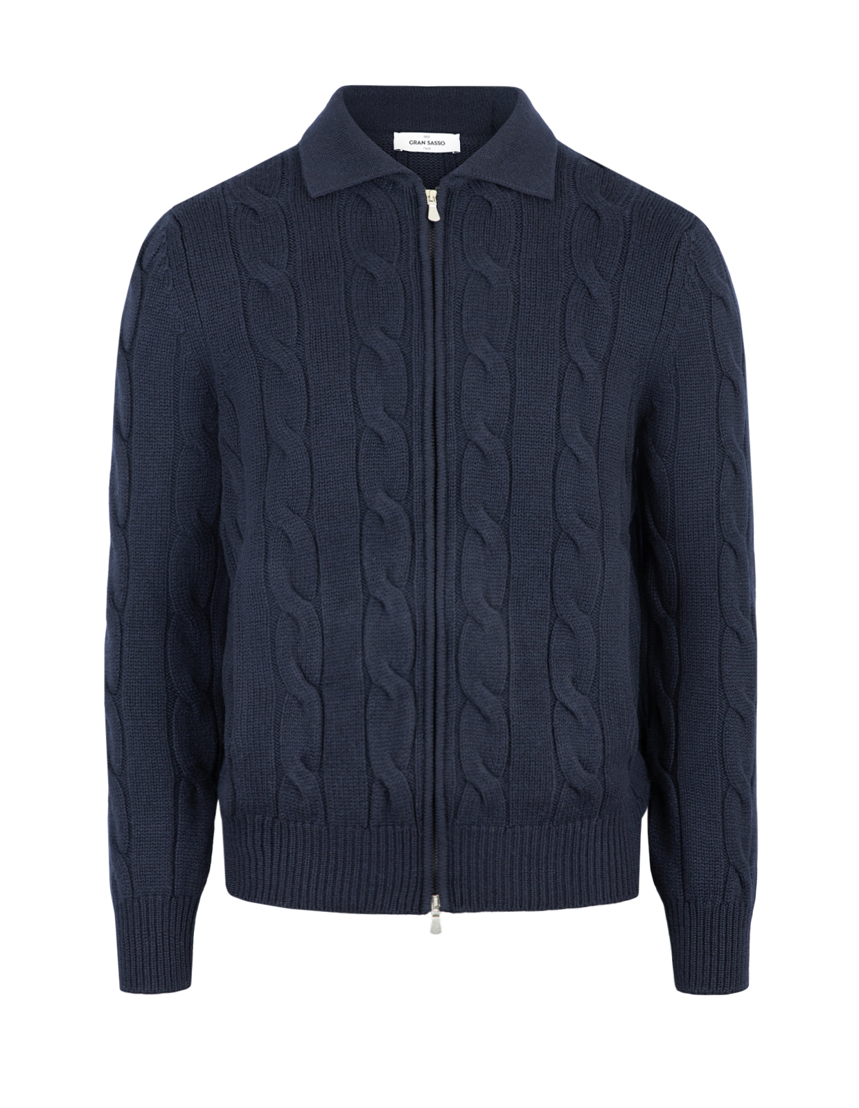 Cardigan Kabelstickad Ull Cashmere Navy