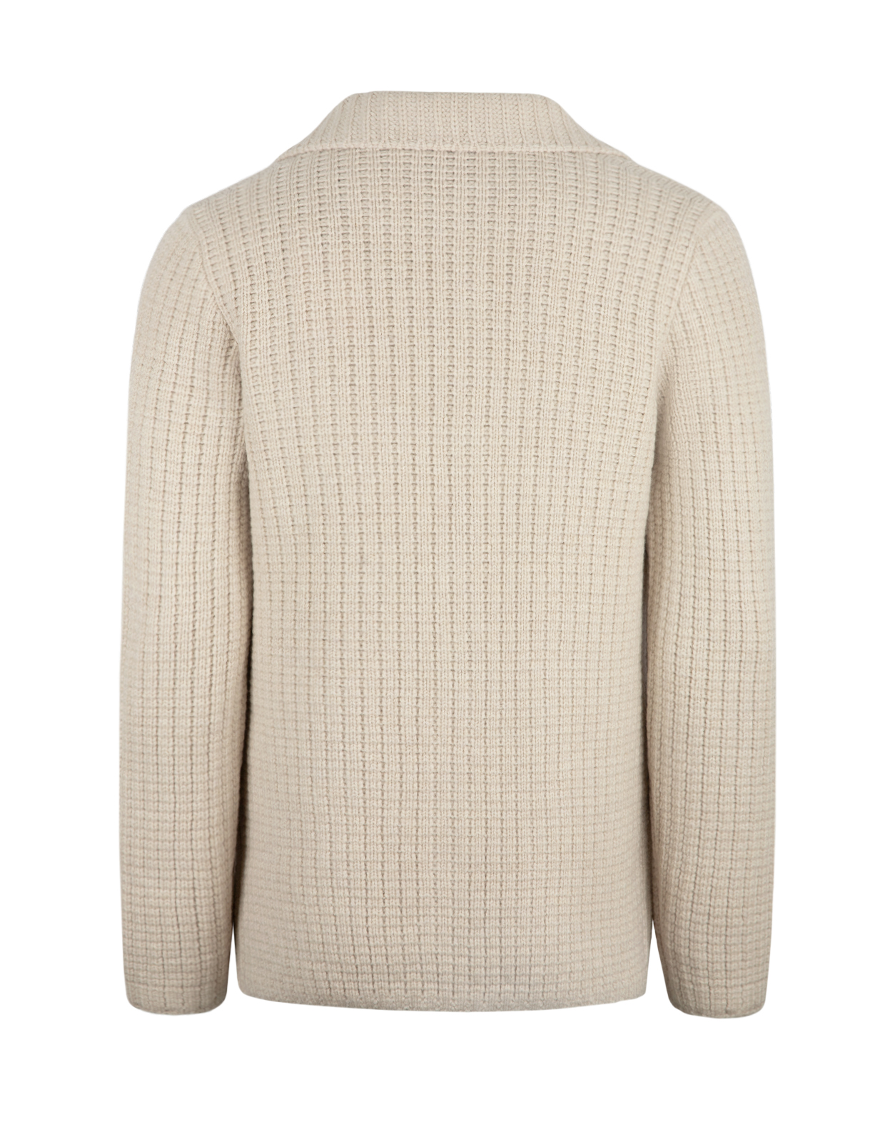 Cardigan Rustik Strukturstickad Ull Ljusbeige