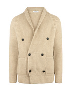 Cardigan Dubbelknäppt Sjalkrage Ull Ljusbeige 52