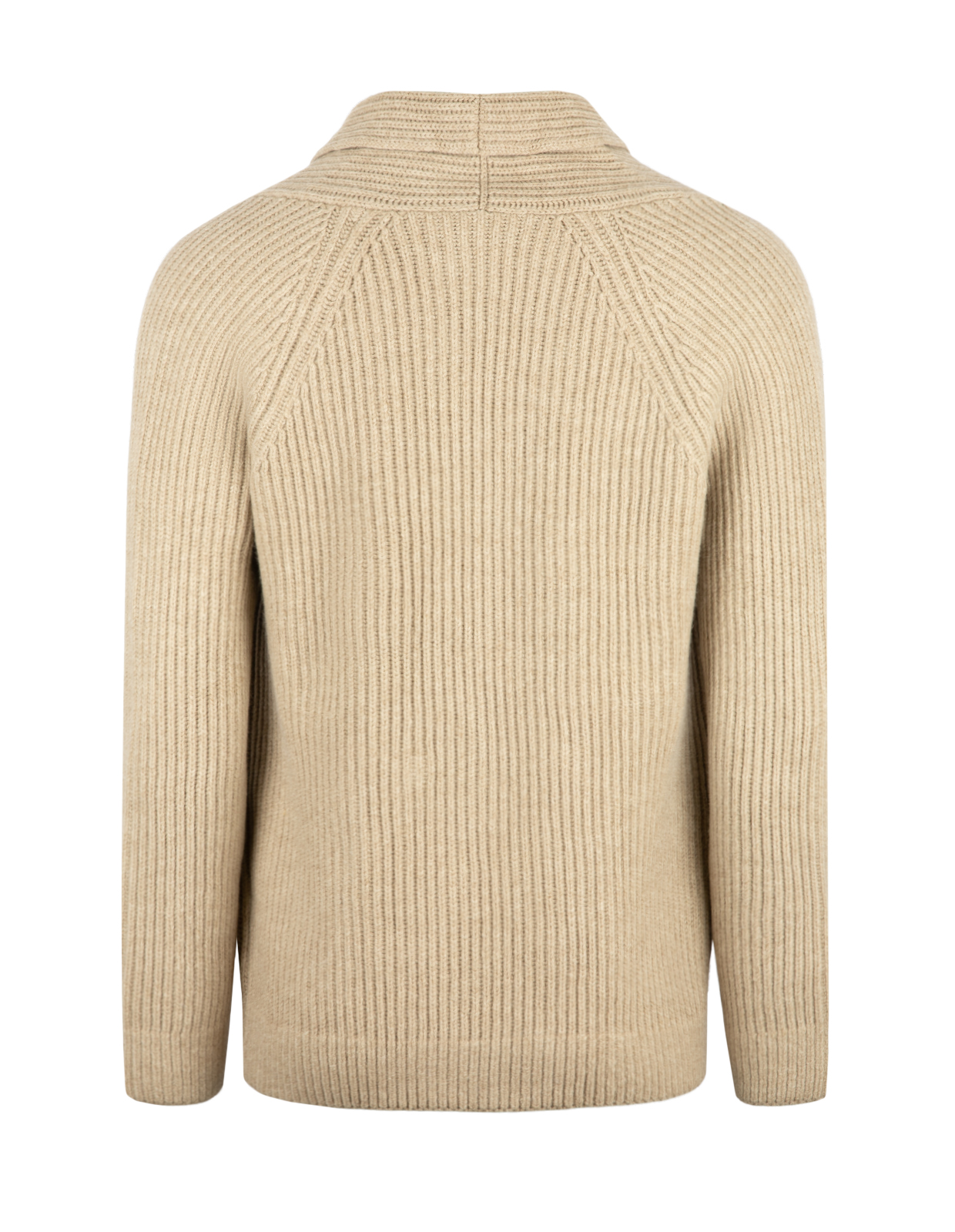 Cardigan Dubbelknäppt Sjalkrage Ull Ljusbeige 52