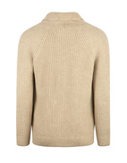 Cardigan Dubbelknäppt Sjalkrage Ull Ljusbeige 52