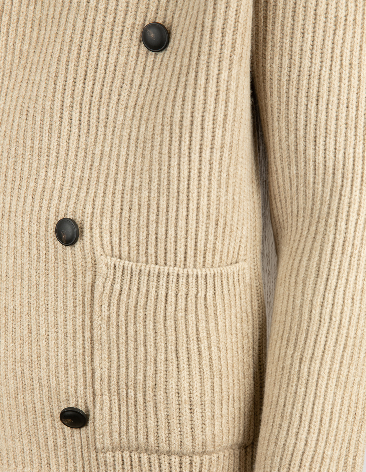 Cardigan Dubbelknäppt Sjalkrage Ull Ljusbeige 52