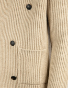 Cardigan Dubbelknäppt Sjalkrage Ull Ljusbeige 52