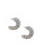Fat Diamond Hoops Silver One Size