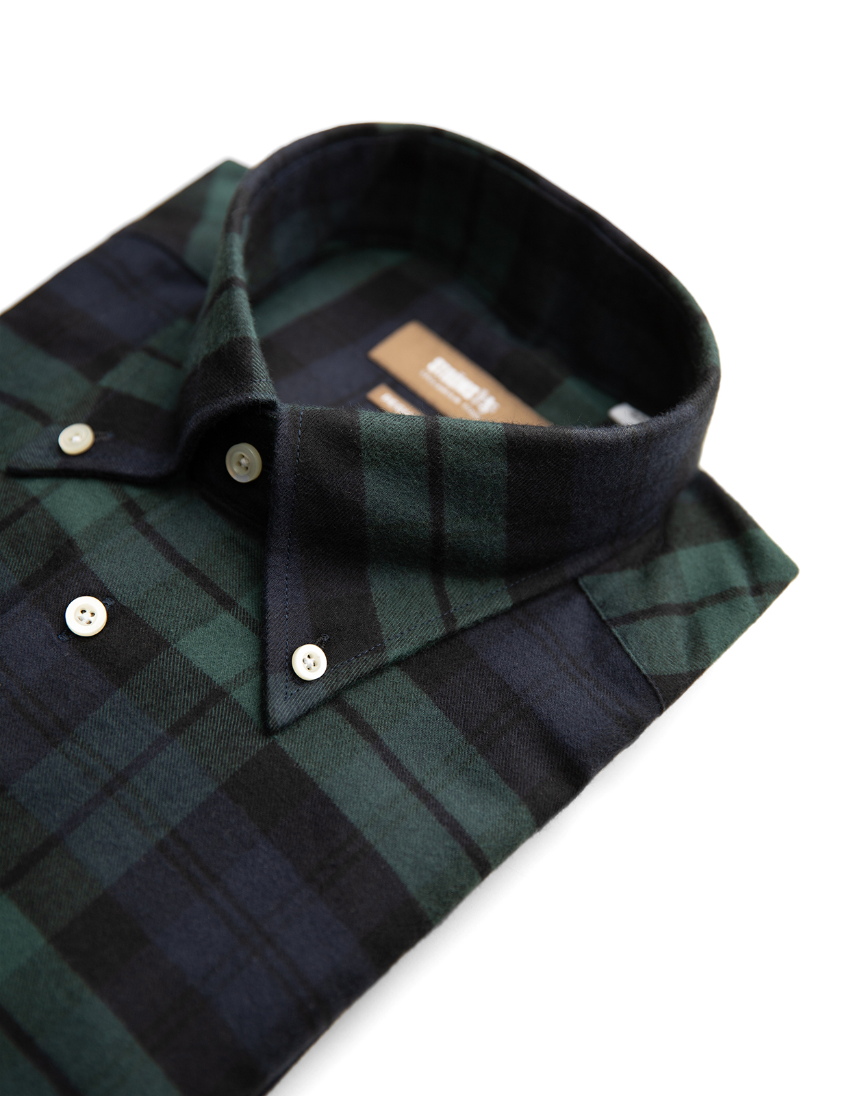 Regular Fit Button Down Skjorta Flanell Blackwatch Grön/Blå/Svart