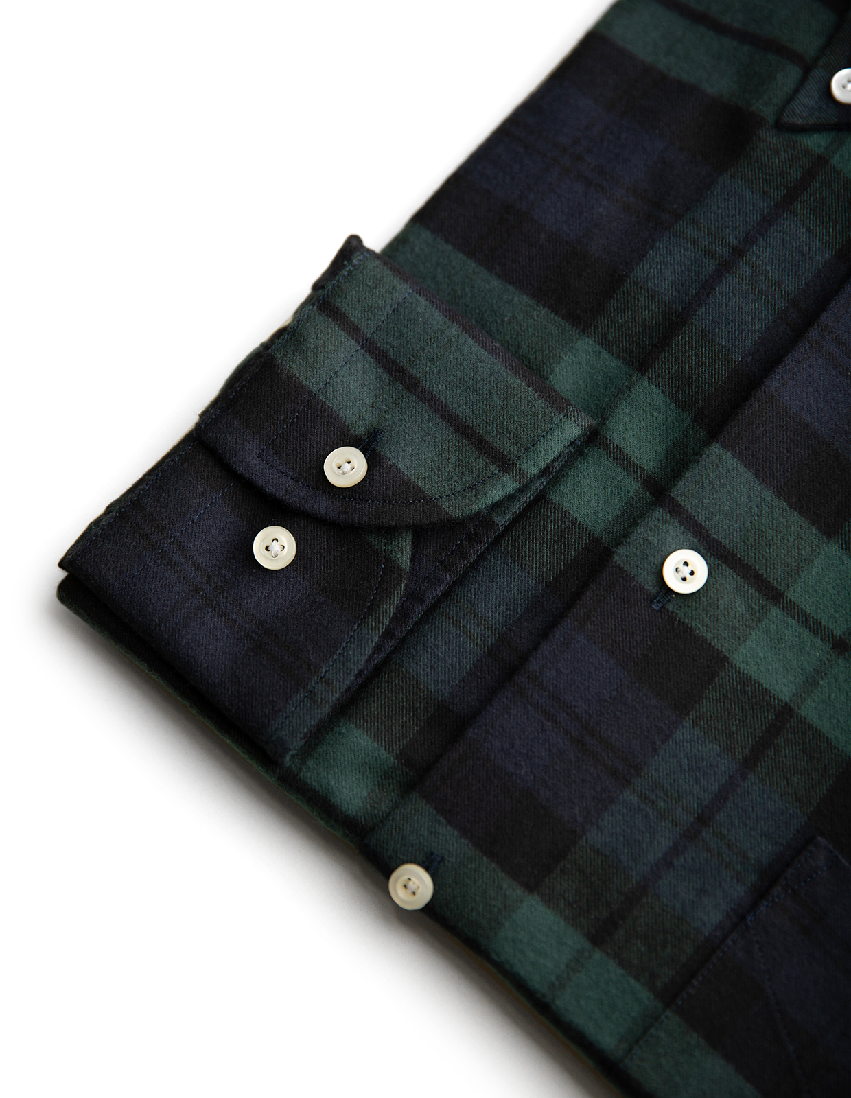Regular Fit Button Down Skjorta Flanell Blackwatch Grön/Blå/Svart
