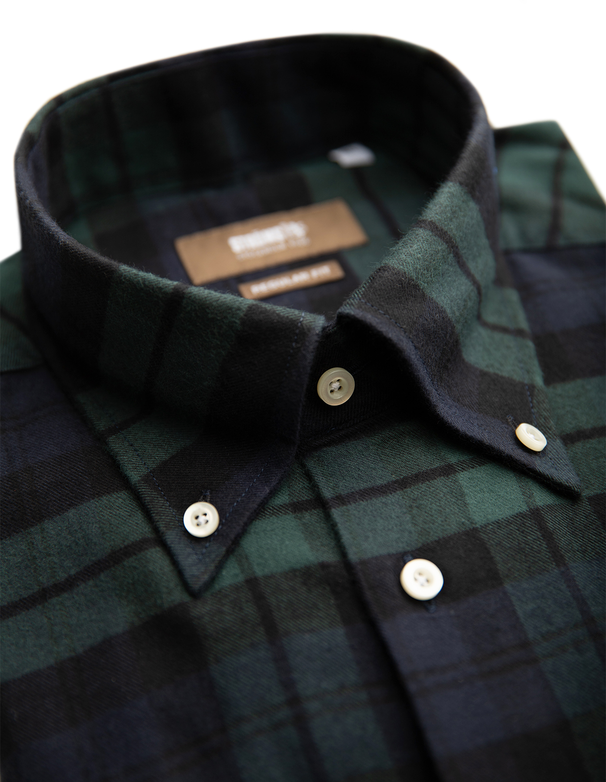 Regular Fit Button Down Skjorta Flanell Blackwatch Grön/Blå/Svart