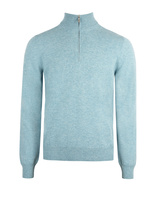 Tröja Zip Ull Cashmere Ljusblå